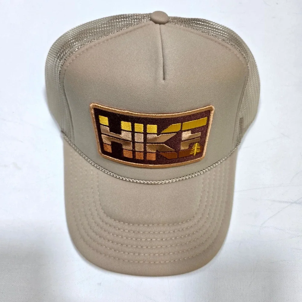 Port Sandz Trucker Hat Tan Hike Patch Mesh Snapback Retro Outdoor Cap Camping